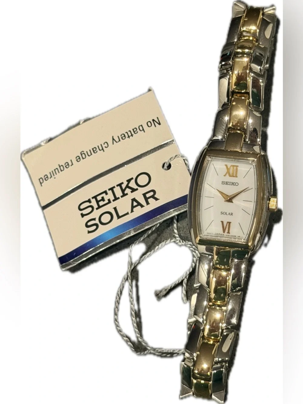 Seiko Women's Solar White Dial Two Tone Watch SUP070